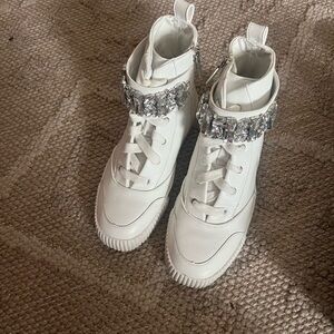 Karl Lagerfeld White Kids Sneakers with Silver Accents